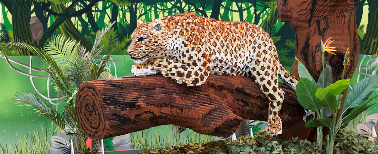 brick built leopard on a branch
